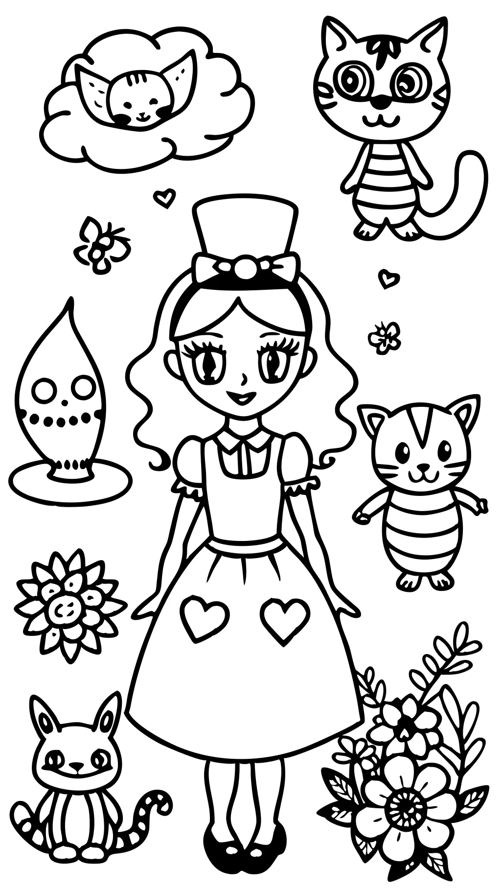 alice in the wonderland coloring pages